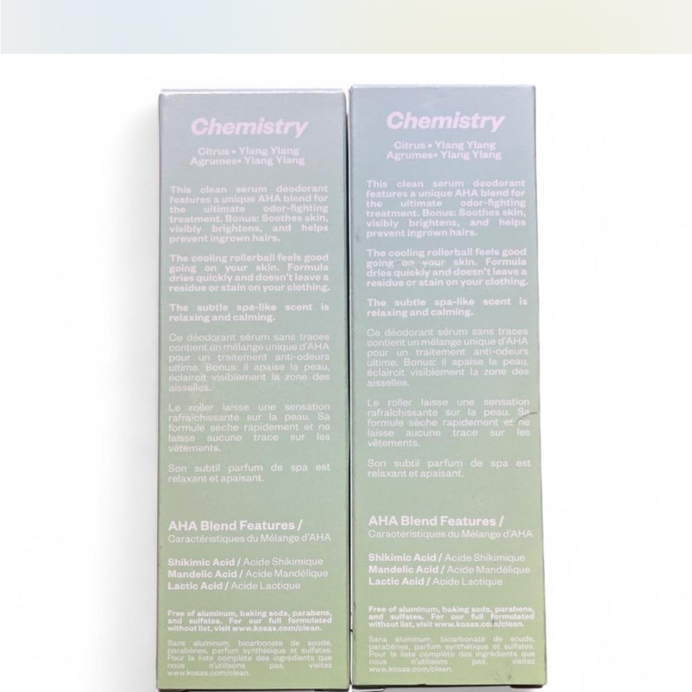 KOSAS Serum Deodorant Lot 2 NEW IN BOX Chemistry AHA Clean Beauty Serene Clean - Picture 4 of 7